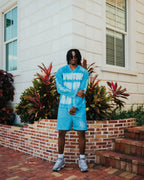 Blue “Lightning” shorts